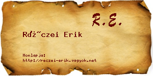 Réczei Erik névjegykártya